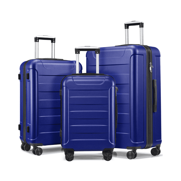 Luggage 3 Piece Set Hard Suitcase Set TSA Lock Spinner Double Wheels ...