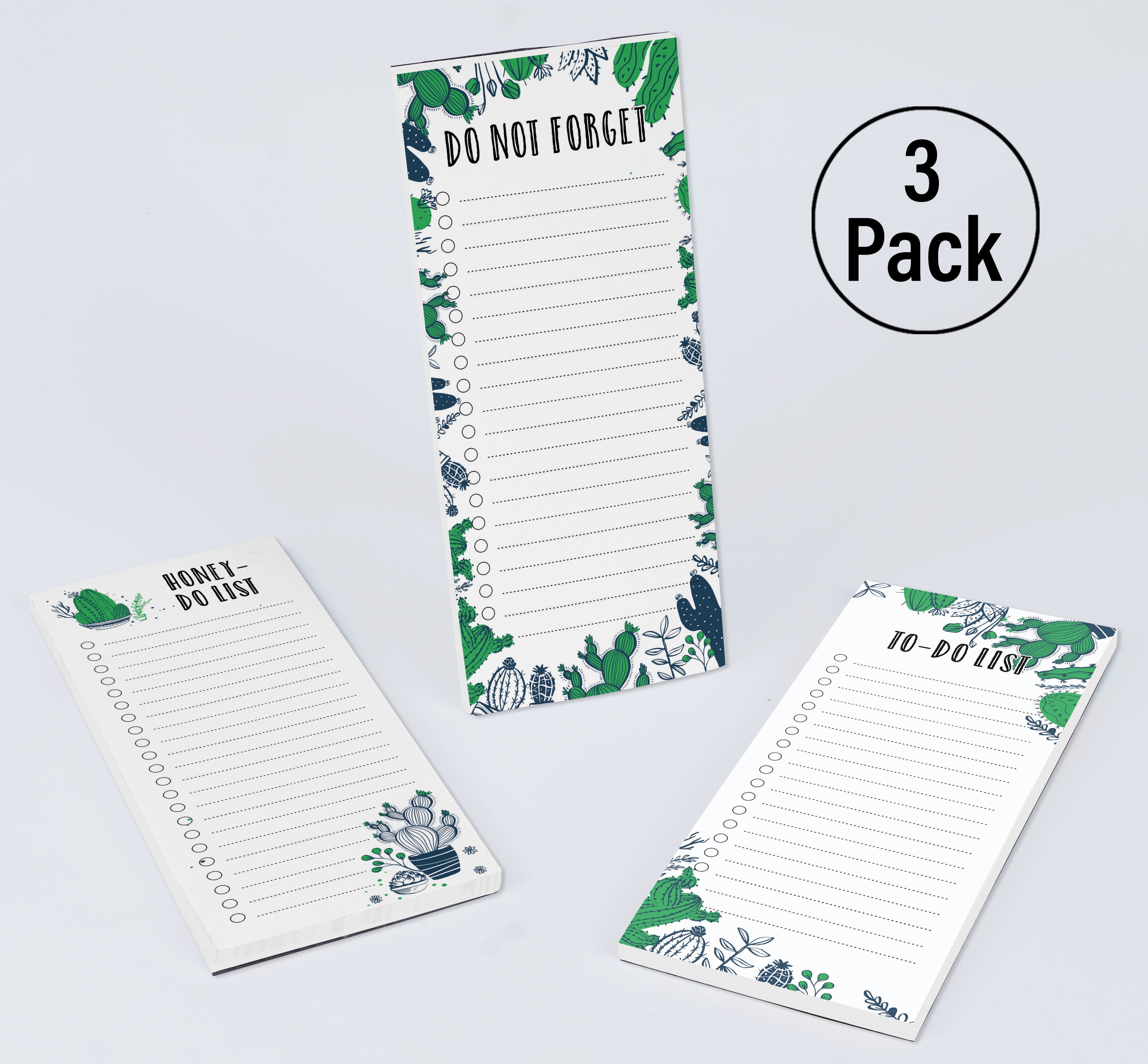 Inkdotpot Pack of 3 Magnetic Fridge To-Do List Notepads- Magnetic Memo Pads For Refrigerator-(50 Sheets Each)-1L
