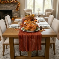 Eespoir Thanksgiving Fall Tablecloth, Rustic Boho Cheese Cloth Runner, for Home Dining, Weddings, Parties, Cafés, Window Displays(A)