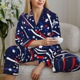 thumbnail image 6 of KLL Red White Blue Fireworks 1 Print Women's Long Sleeve Pajamas with Pants Sleepwear Loungewear 2 Set-Medium, 6 of 8
