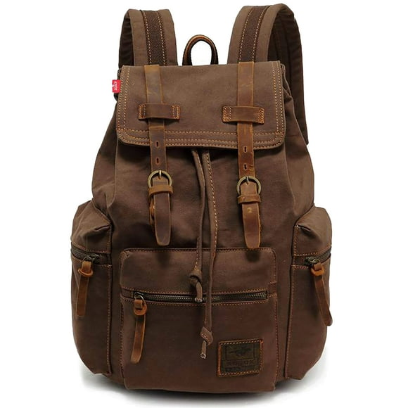 Mochila HuaChen Vintage Canvas de gran capacidad M32 Café