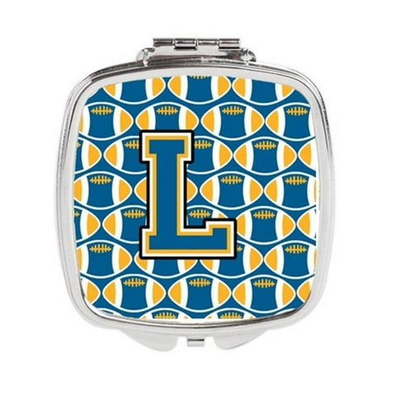 Carolines Treasures Letter L Football Blue & Gold Compact Mirror