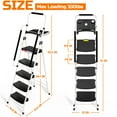 thumbnail image 5 of HBTower Folding 5-Step Ladder with Handrails and Tool Tray, Anti-Slip Wide Pedals, Safety Ladder for Adults, White, 5 of 9