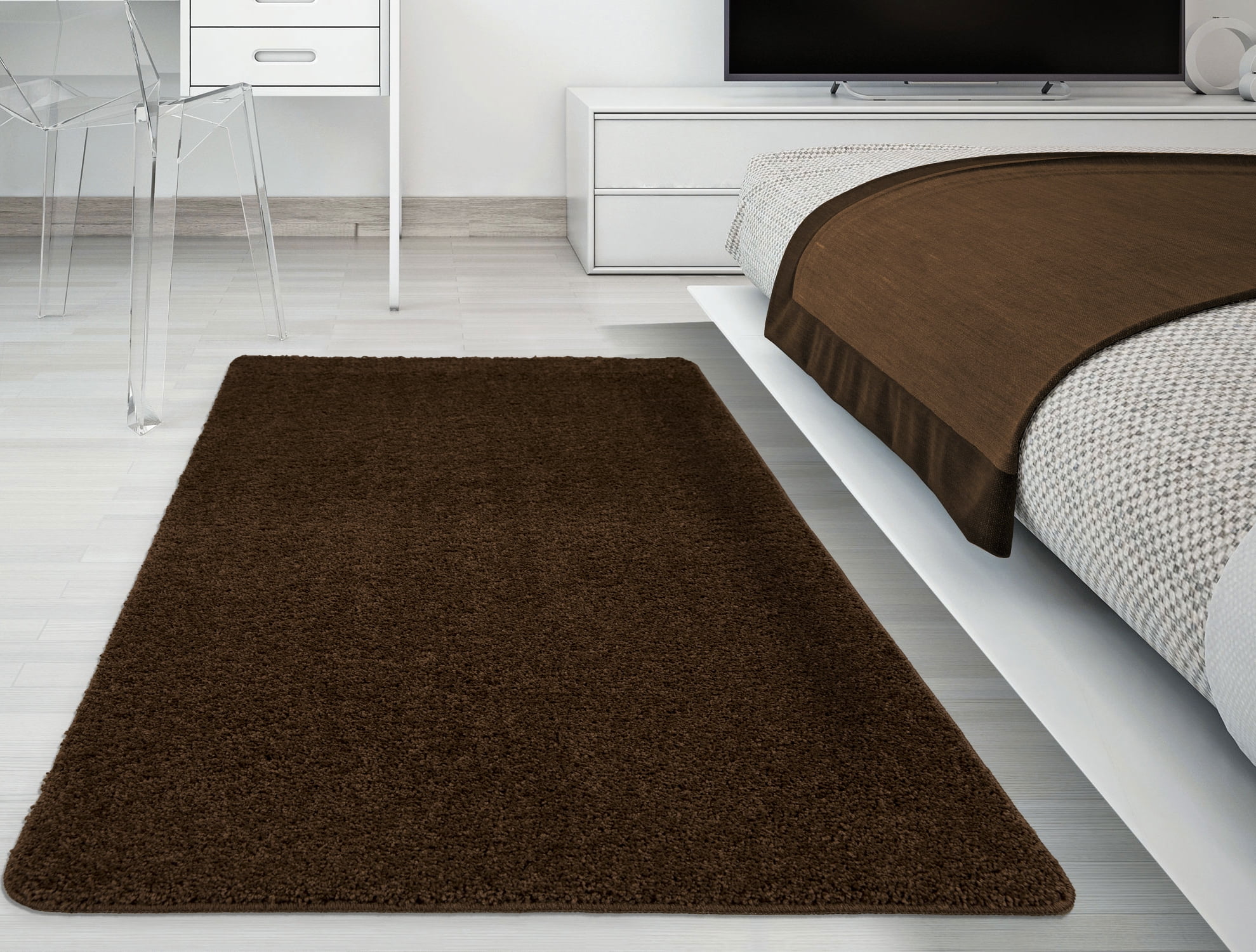 Ottomanson Luxury NonSlip Rubber Backing Solid Soft Area Rugs and