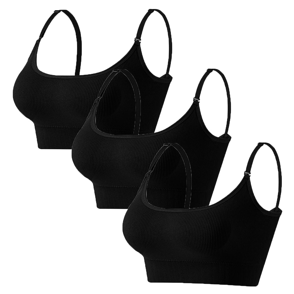Baywell Mini Camisole Bra Wireless Padded Bra with Adjustable Straps for Women Girls 3 Pack