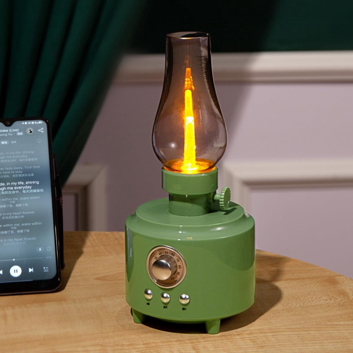 Bluetooth Speaker, Retro Kerosene Lamp Speaker, Rechargeable Portable Night Light, Table Lamp Scene Speaker, Suitable for Bedroom, Cafe, Bar, Desk Decoration, Outdoor Camping