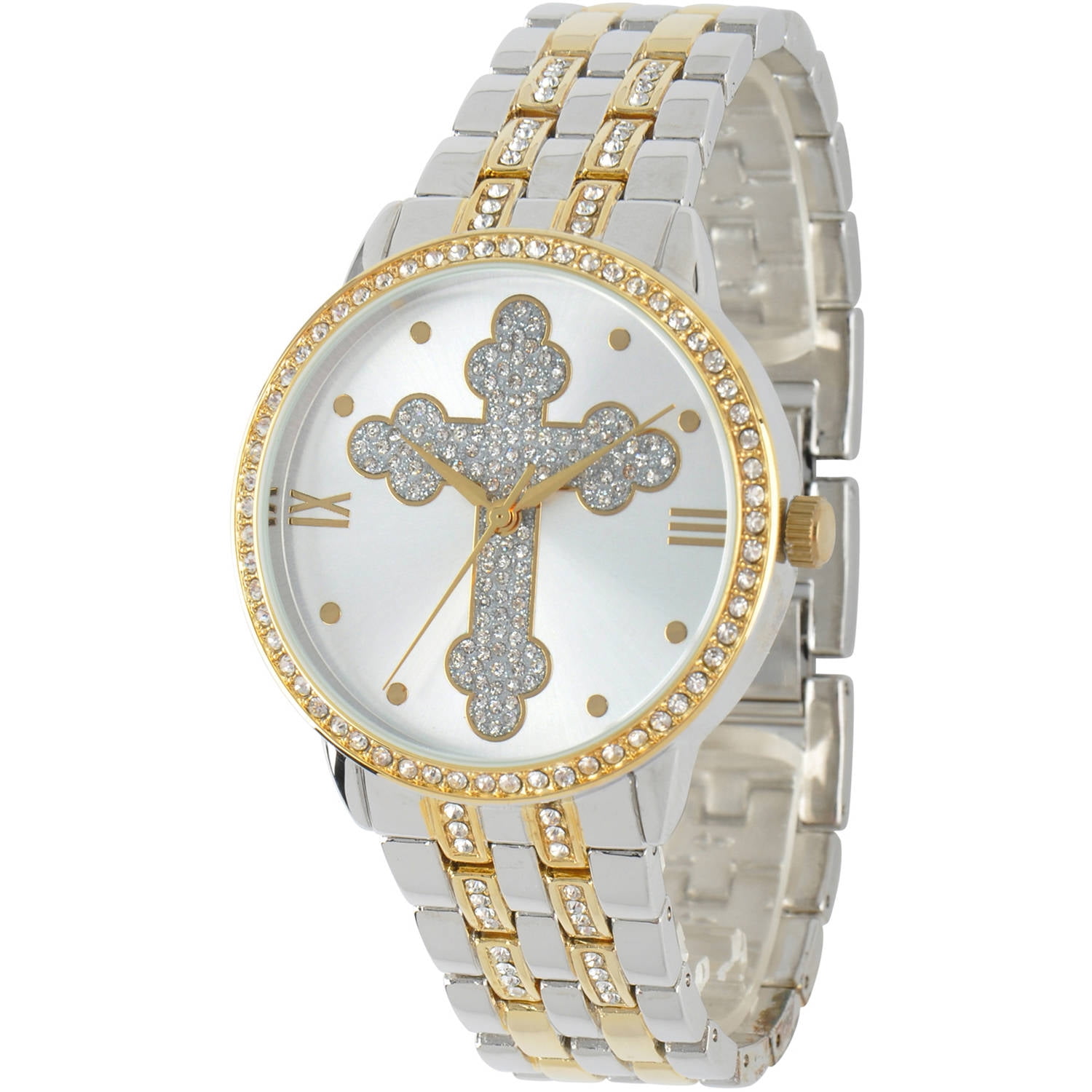 Cross Round Bracelet Watch, Two Tone by EWatchFactory