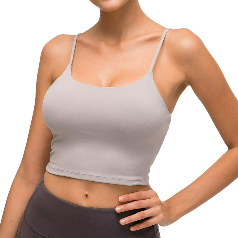 Tank Top for Women Wear Vest Womens U Neck Solid Push Up Tank Strap Back  Sports Bra Crop Yoga Crop Top Womens Tops Grey S 