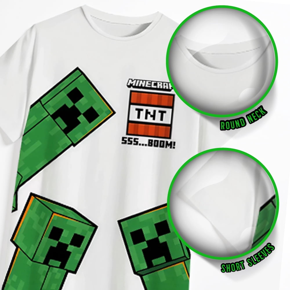 Minecraft Boy's Short Sleeve T-Shirt 4-Pack - Creeper, Skeleton, Zombie Graphic Tee Set for Kids (Sizes 4-16)