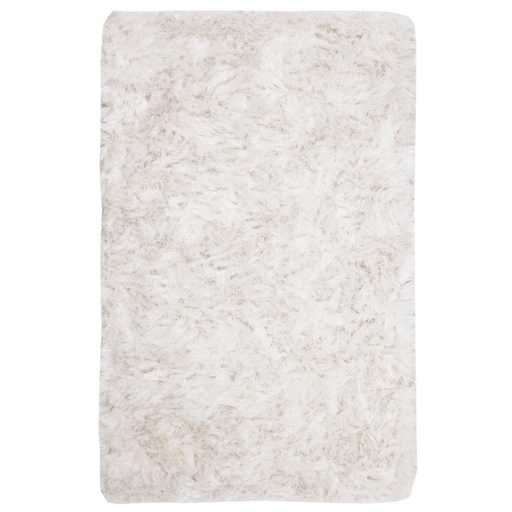 SAFAVIEH Ocean Trellis Solid Plush Polyester Shag Runner Rug, Silver, 2' x 6'