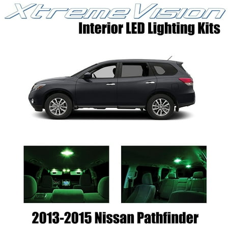 Led Lights Interior Package XtremeVision LED for Nissan Pathfinder 2013-2015 (9 Pieces) Green Premium Interior LED Kit Package + Installation Tool ()