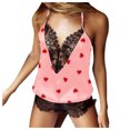 thumbnail image 2 of Ensembles pour Femmes Liquidation Combinaison de Nuit à Manches Longues en Dentelle Imprimée Rose m, 2 of 3