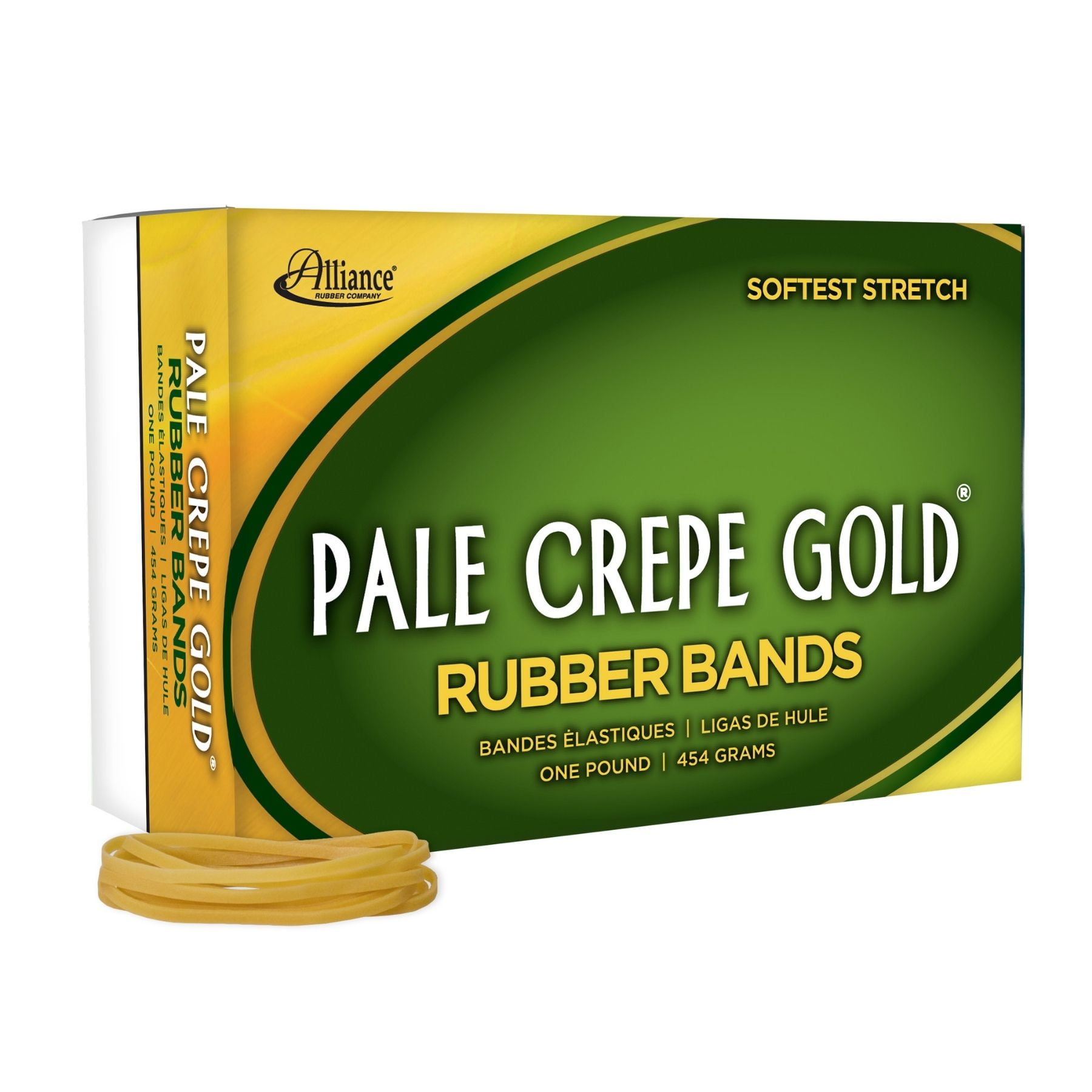 33 3-1/2 x 1/8 1lb Box 20335 Alliance Pale Crepe Gold Rubber Bands Sz 