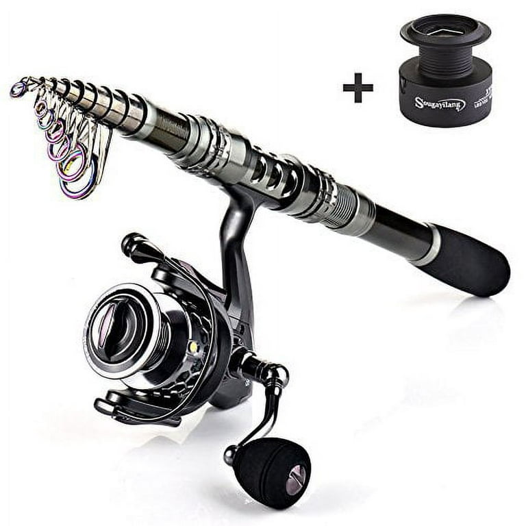 Sougayilang Fishing Rod Combos with Telescopic Fishing Pole Spinning Reels Fishing Carrier Bag for Travel Saltwater Freshwater Fishing-1.8M/5.91FT