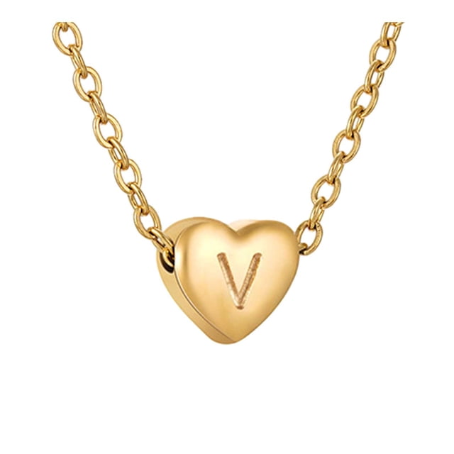 SIfdSeng 26 Collier Alphabet en Forme de Cœur Initiale pour Femmes Colliers en Acier Inoxydable pour Femmes A Z 26 Alphabet Initiale Colliers en Or pour Femmes Filles