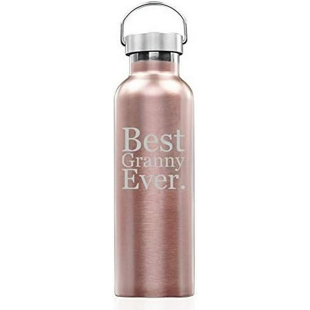 

Rose Gold Double Wall Vacuum Insulated Stainless Steel Travel Mug Grandma Best Granny Ever (25 Oz Water Bottle)