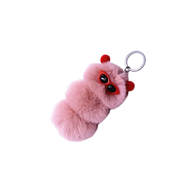 Inteprter LLavero de repuesto con forma de insecto, bolso de oficina decorativo de Color sólido de dibujos animados, colgante de llavero automotriz, Artesanía piel rosa Inteprter HA074060-03