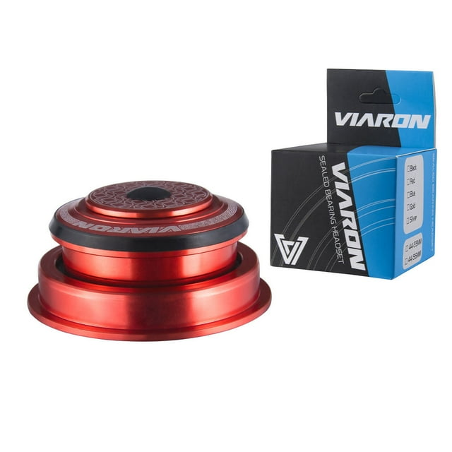 VIARON Casque de Roulement Universel pour Vélo de Montagne, Remplacement, Alliage d'Aluminium, Doubles Roulements, Pièces de Rechange de Cyclisme, Rouge, 44x55 mm