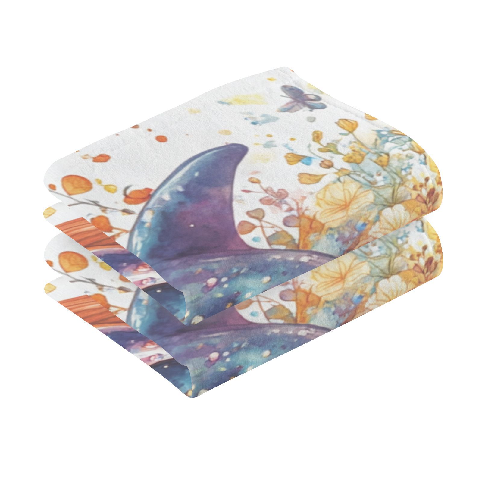 Whale and Flowers Leaves Hand Towels Cotton Bath Towels Large Face Towels Absorbent for Bathroom 2 Packs
