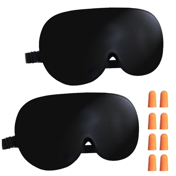 Silk Eye Mask, 2 Pack Natural Silk Sleep Mask with Adjustable Strap and Ear Plugs, Eye Sleep Shade Cover, Blocks Light Sleeping Eye Mask for Women Men