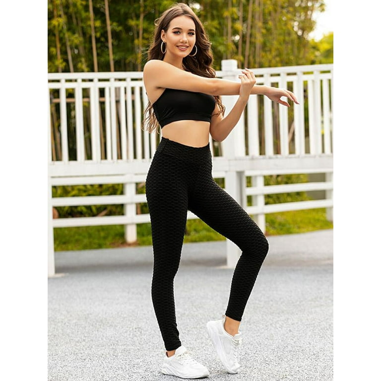 Women's High Waisted Yoga Pants Tummy Control Booty Leggings Workout  Running Butt Lift Tights, Black, Small