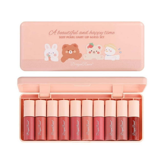 Set de labiales de color que no se desvanecen, maquillaje de frutas, caja de 10 mini colores, 3,5 ml x 10 unidades