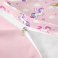 thumbnail image 4 of Metsweet Girly Unicorn Duvet Cover Queen, Cartoon Rainbow Stars Print Queen Bedding,Pink Reversible,3-Piece,1 Duvet Cover and 2 Pillowcases, 4 of 6