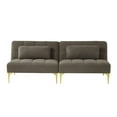 thumbnail image 7 of 71" Convertible Sofa Couch with Adjustable Backrest, Teddy Fabric Futon Loveseat Sofa Bed with a Pillow, Folding Recliner Futon Sofa with Gold Metal Legs for Living Room, Taupe, 7 of 7