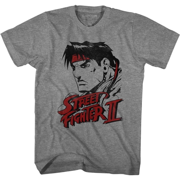 Street Fighter Ryu Distressed Graphite Heather Adult T-Shirt 5Xl