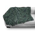 thumbnail image 3 of Palm Leaf Soft Flannel Fleece Throw Blanket, Watercolor Tropical Jungle Leaves Pattern Fresh Rainforest Hawaii Summer, Cozy Plush for Indoor and Outdoor Use, 50" x 60", Dark Green Black, by Ambesonne, 3 of 6
