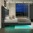 thumbnail image 3 of Merluxy Floating Queen Bed Frame with LED Lights, Upholstered Platform Bed with Charing Station & Storage Wingback Headboard, Easy Assembly, Dark Grey, 3 of 9