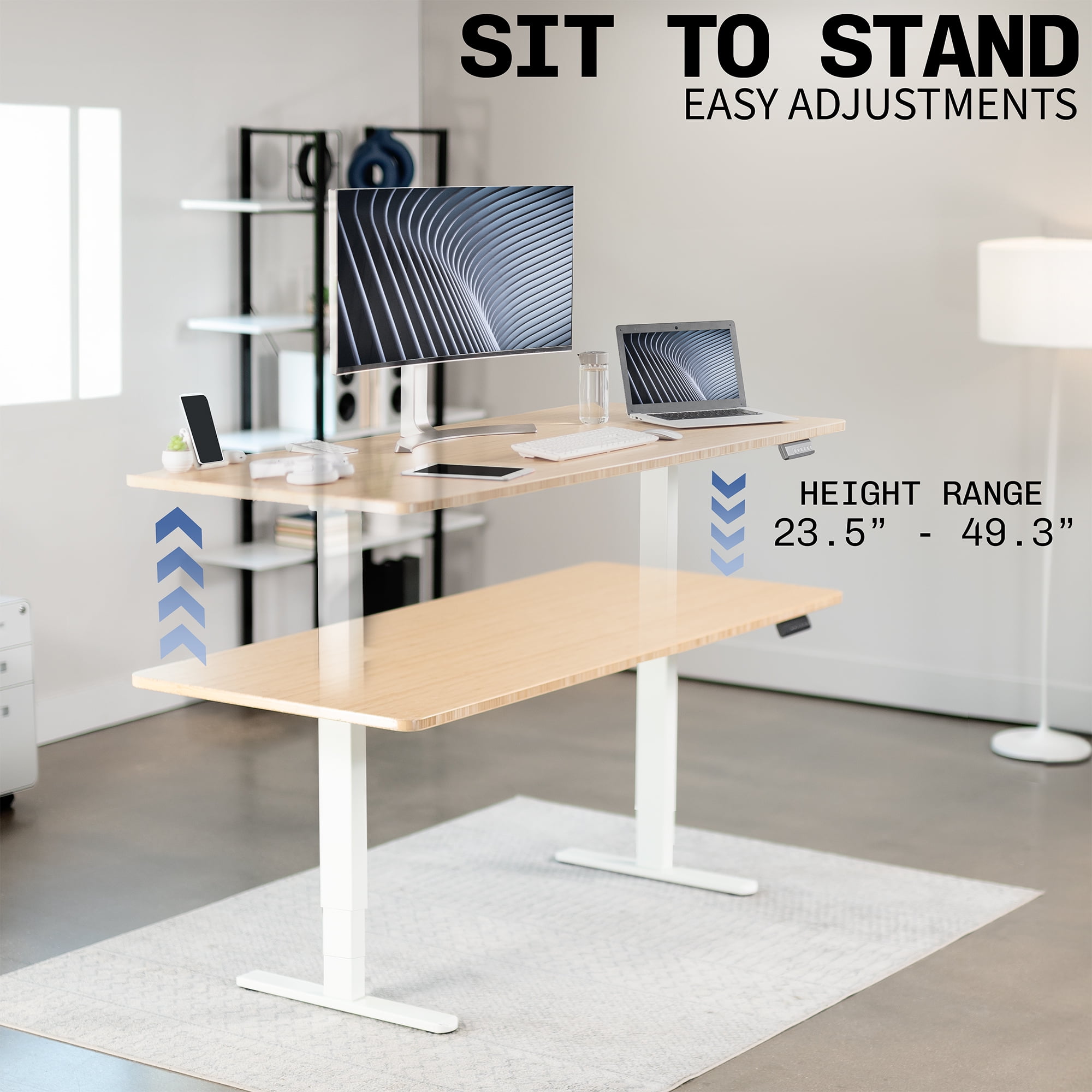 VIVO White Electric Standing Height Adjustable Desk Frame, Dual Motor Ergonomic