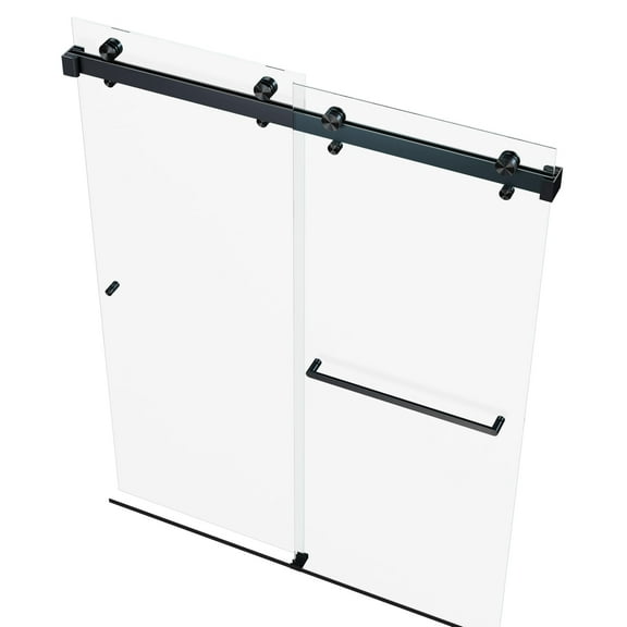 EUROTECH SHOWERS VITRA-200 56.5-59" W x 78" H Twinglide Frameless Shower Door w/ 3/8" Clear Tempered Glass (MATTE BLACK)