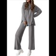thumbnail image 3 of Conjuntos de Dos Piezas para Mujer, Camisetas de Larga A Juego, Pantalones Anchos y Chándales, Ropa de Otoño. Gris S, 3 of 10