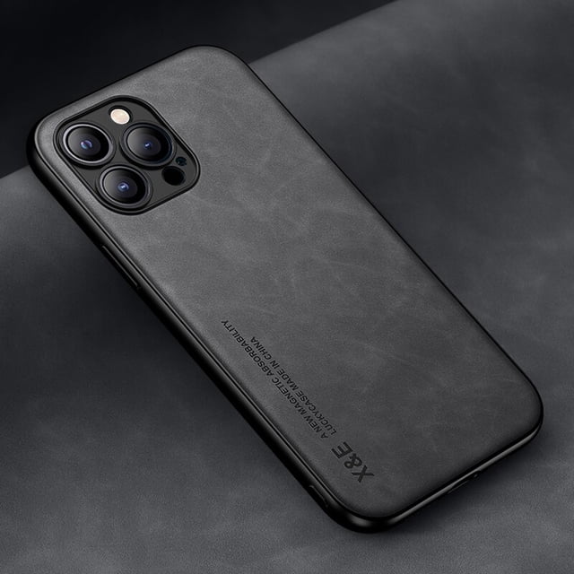 Funda de cuero de lujo para iPhone 14, 13, 12, 11 Pro Max, Mini, XR, XS Max, 8, 7 Plus, SE 2020, 13Pro, soporte de placa de Metal, soporte de coche