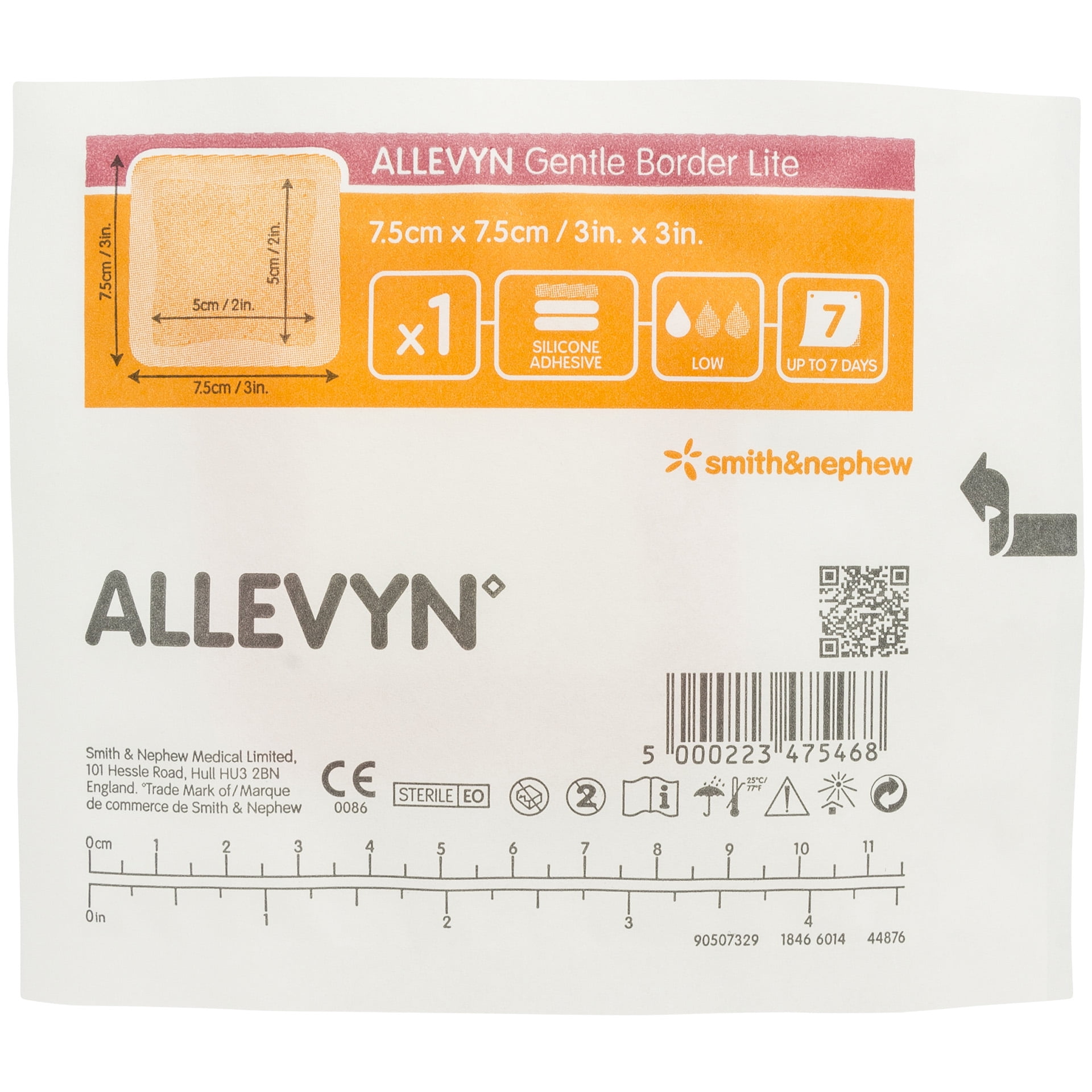 Allevyn Gentle Border Lite Foam Dressing 3" X 3" - Box of 10 - 3 Boxes
