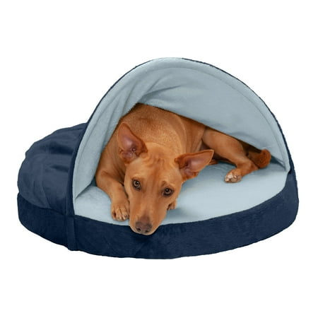 UPC: 0842229101942 | FurHaven Pet Products Microvelvet Snuggery Memory Top Foam Pet Bed for Dogs & Cats – Navy 26 Base