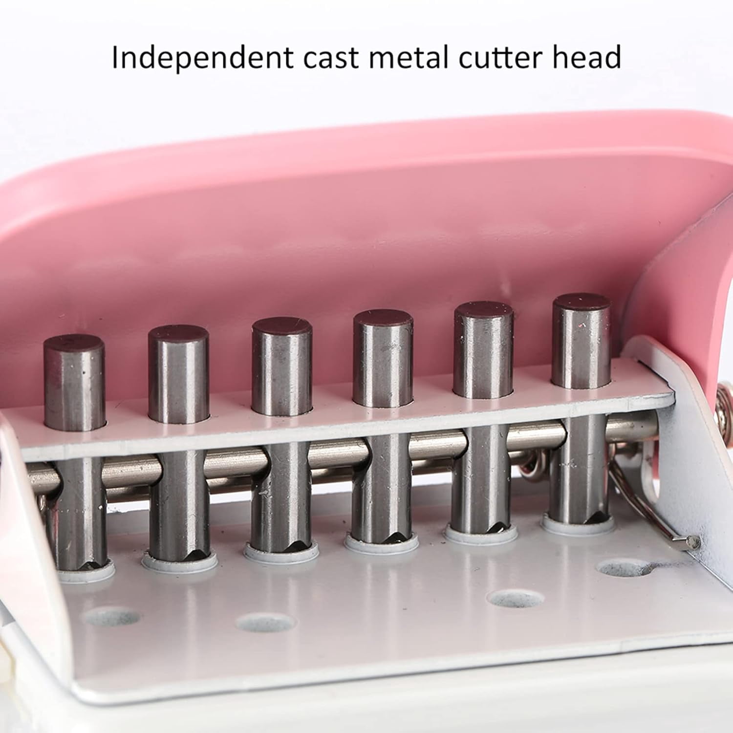 ABCISI 6 Hole Punch, Loose Leaf Paper Puncher for A4/A5/B5 Size, Portable Handheld Metal Circle Punch Paper Puncher, 5 Sheet Capacity, Pink