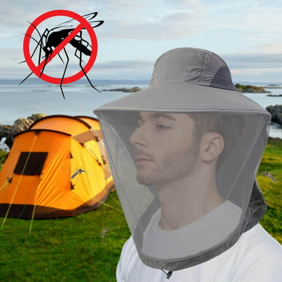 Mosquito Net Hat with Sun Protection, Wide Brim Outdoor Hat for Camping, Hiking, Gardening, Hunting and Fishing Activities