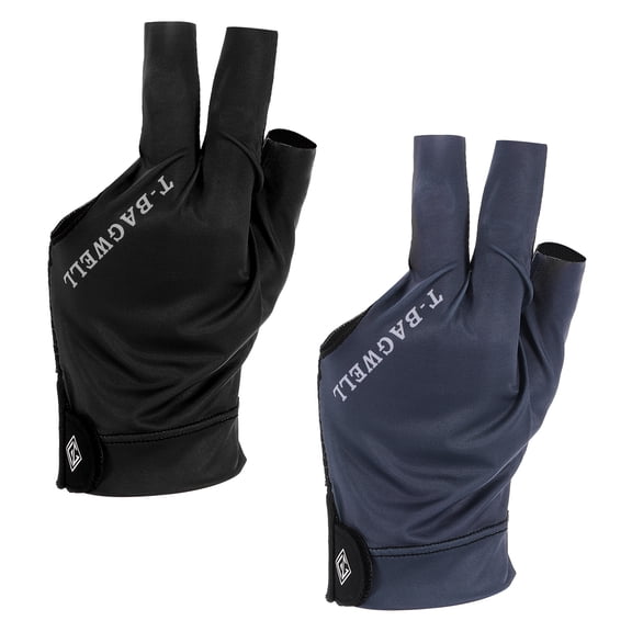 Uxcell 3 Finger Pool Glove Left Hand, Billiard Gloves Pool Cue Accessories 2 Pcs & Black, Blue-Fitting for ( Men/Women)