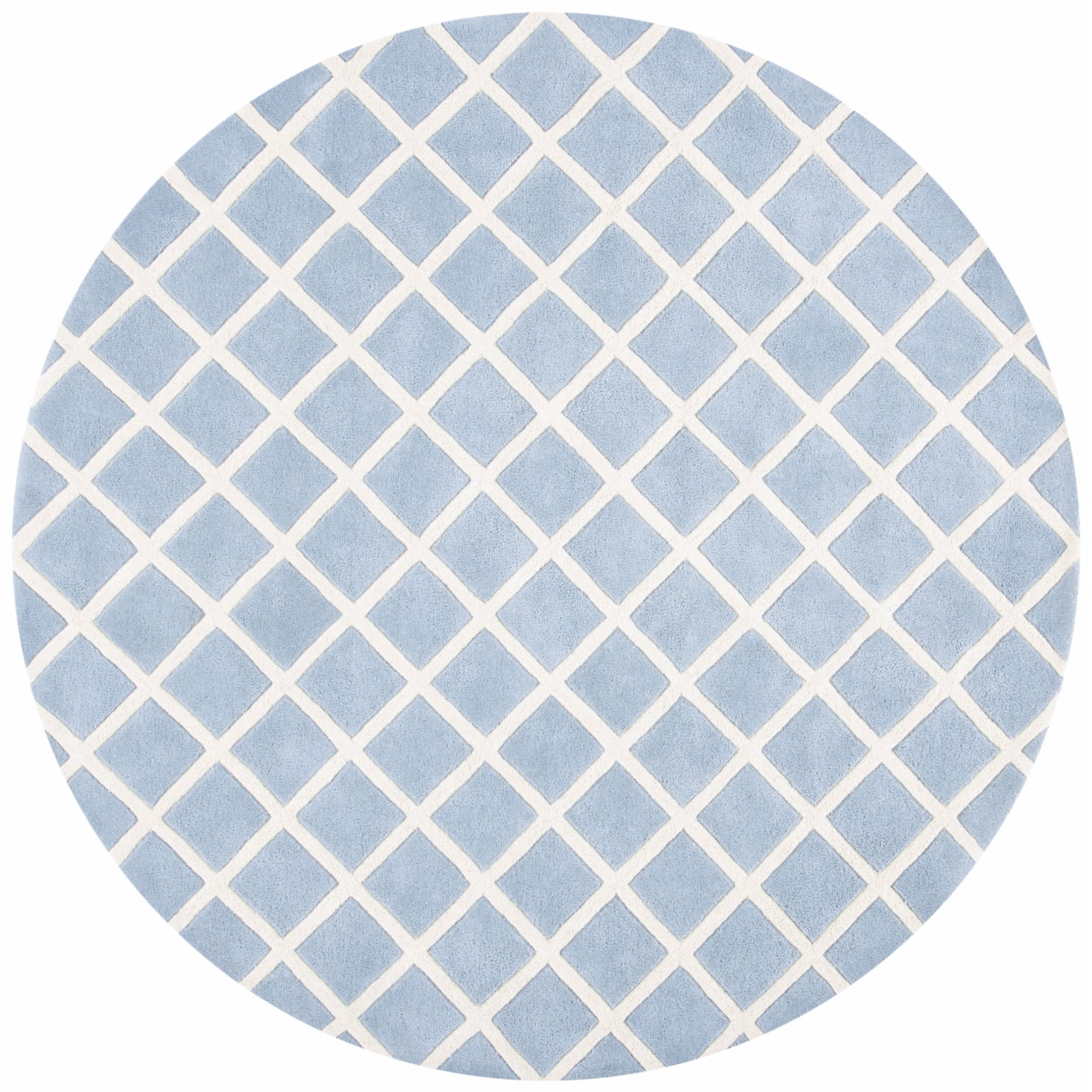 SAFAVIEH Chatham Jahn Geometric Diamonds Wool Area Rug, Blue/Ivory, 7' x 7' Square