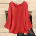 thumbnail image 6 of Womens Tops Cotton Linen Long Sleeve Shirt Casual Plain Spring Summer T-Shirts Oversized Loose Ladies Elegant Baggy Tunic Top, 6 of 7