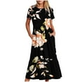 thumbnail image 1 of Fankiway Robe Longue Ample à Manches Courtes avec Poche et Col Rond Imprimé pour Femmes Rondes Robes de Printemps pour Femmes 5866, 1 of 4