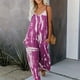 thumbnail image 1 of Plus Size Boho Jumpsuit, Women's Plus Tie Dye V Neck Medium Stretch Loose Fit Jumpsuit, 1 of 5