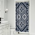thumbnail image 2 of Small Stall Narrow Shower Curtain 36"W x 72"L – Tropical Bohemian Leaves, Mid-Century Abstract Boho Botanical Bathroom Decor, Vintage Floral Palm Leaf Pattern, Rustic Tribal Folk Style, 2 of 5