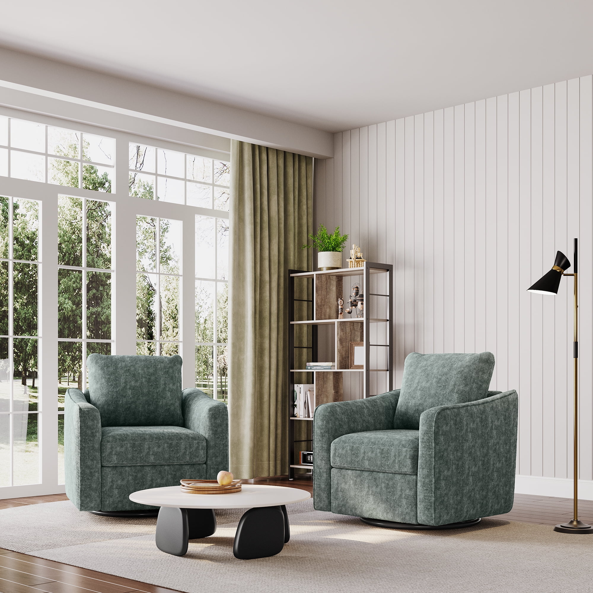 Swivel Rocker Recliner Chair, Glider Rocker Recliner, Rocking Chair Nursery, Fabric Chair with High Back, Deep Seat, for Living Room, Bedroom, Green