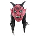 thumbnail image 2 of Fiudx Liquidación de ahorros de verano Máscara del diablo de Satán, máscara de Halloween, accesorios de máscara de cuerno, máscara aterradora de cara roja, máscara de terror de Halloween, máscara de, 2 of 7