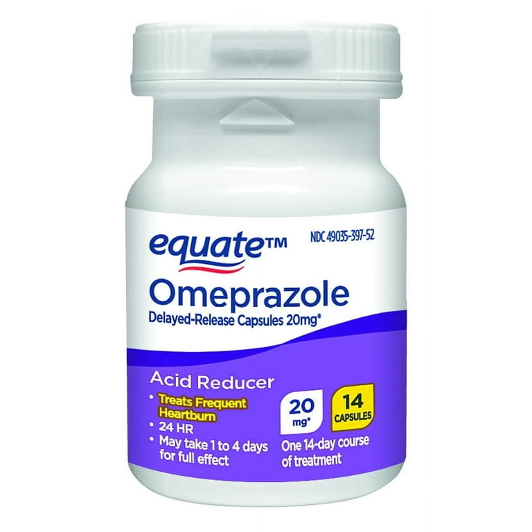 (3 pack) Equate Omeprazole Delayed-Release Acid Reducer Capsules, 20 mg, 42 Count