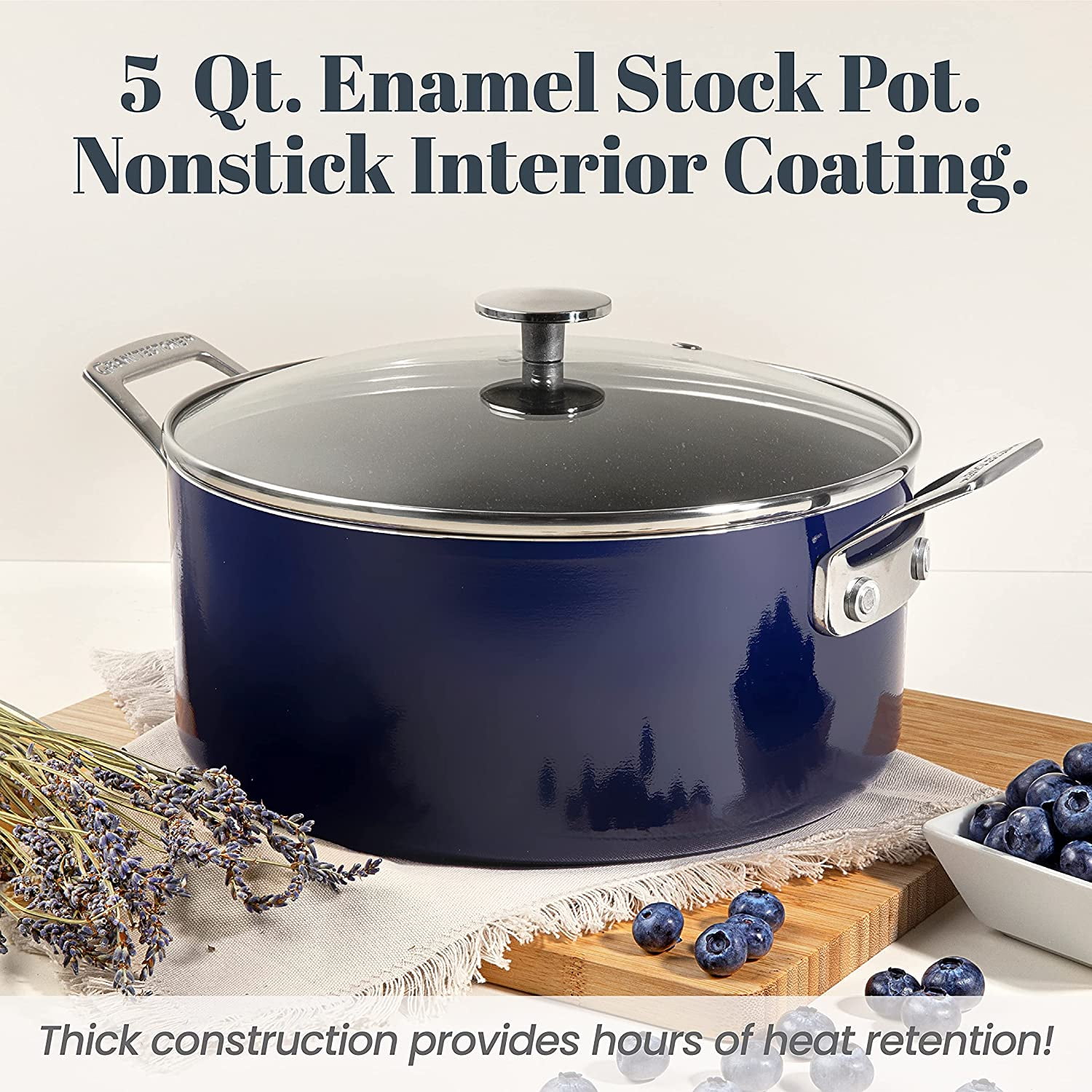 Marblestone Xylan Non-Stick 5 Quart Stock Pot with Lid – Eco +