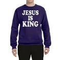 thumbnail image 2 of Jesus Is King Bible Scripture | Mens Christian Crewneck Graphic Sweatshirt, Purple, Large, 2 of 3